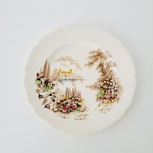 Johnson Bros Castle on The Lake Dinner Plate 10.75", Brown Multicolor, England